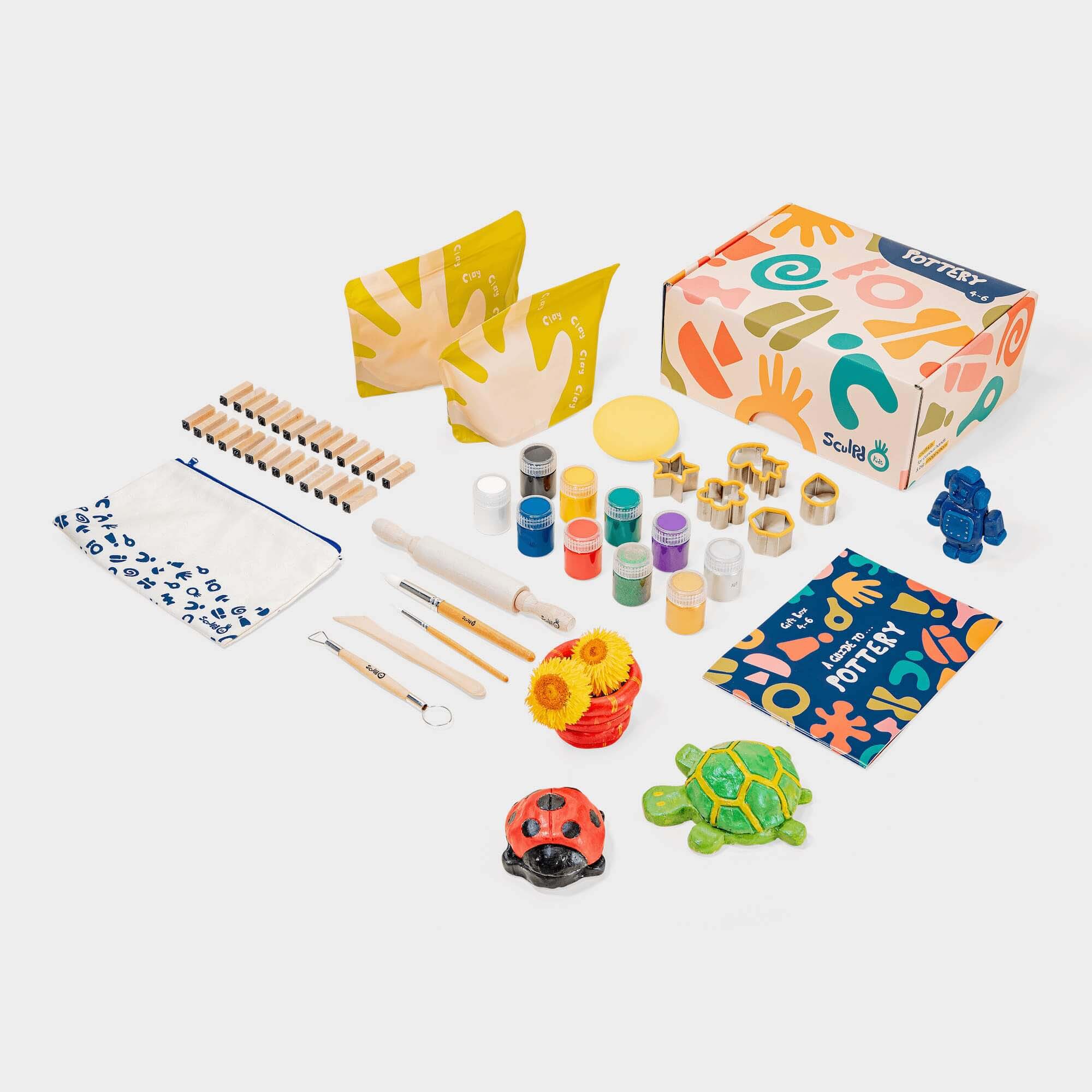 Artistic craft kit with Sculpd kids pottery