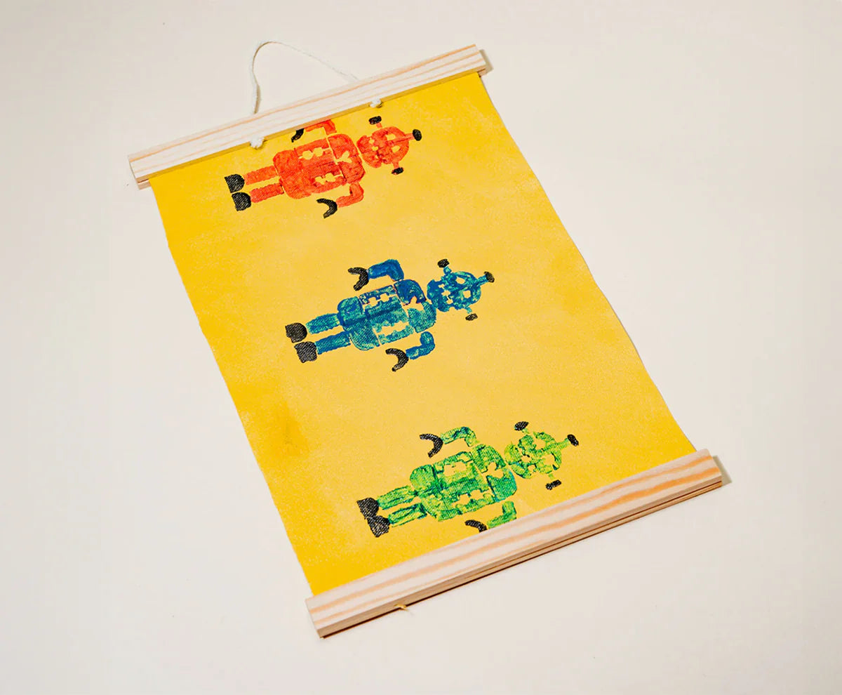 Robots painting inspired by Sculpd kids canvas kit