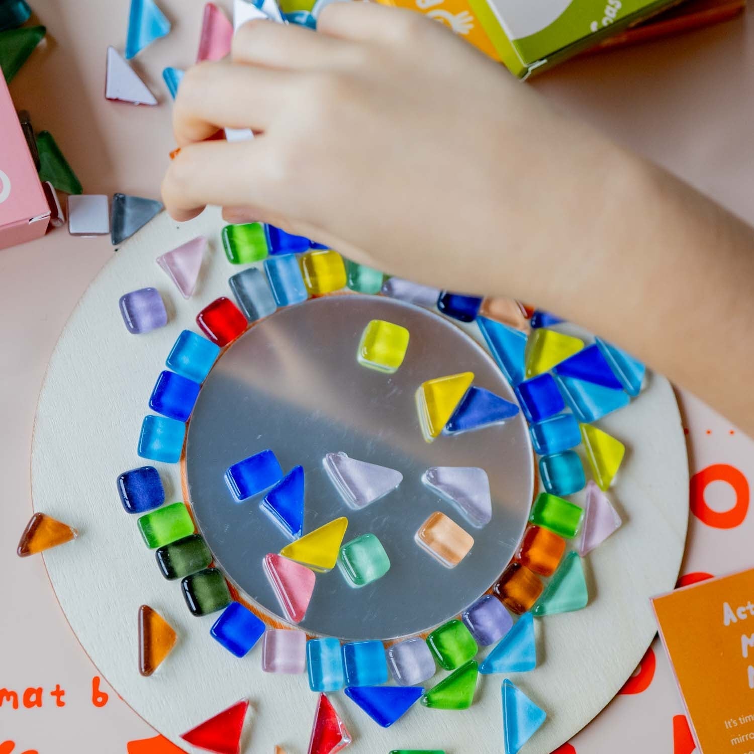 Sculpd kids mosaic diy in a mirror