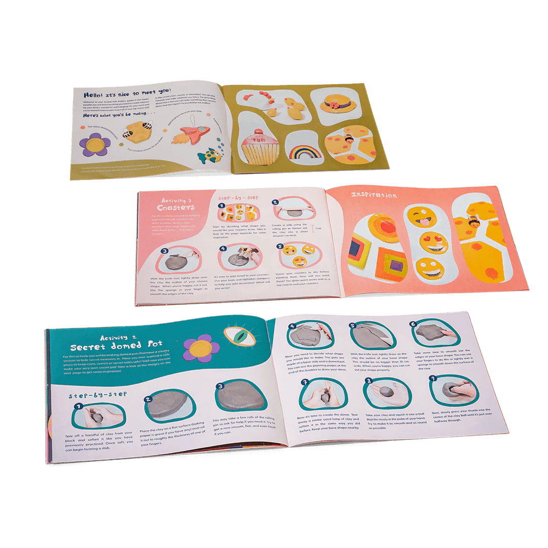 Kids pottery kit guidebook