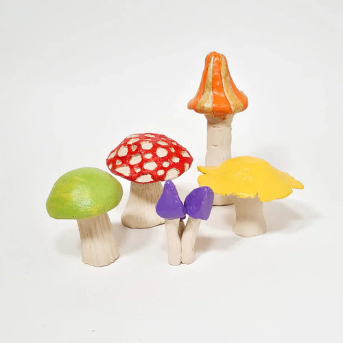 Colorful mushroom-shaped sculpted with Kids pottery kit